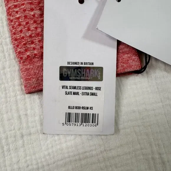 GYMSHARK Vital Seamless Leggings Rose Slate Marl Red Women’s XS NWT Athleisure - Picture 14 of 15